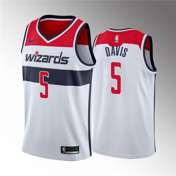 Men's Washington Wizards #5 Johnny Davis White Association Edition Stitched Jersey